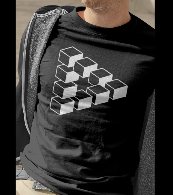 Sheldon Dreieck Big Bang Theory Triforce Illusion 3D Nerd Fun Usa Optical Triangle Illusion T-Shirt