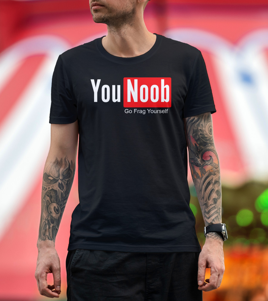 You Noob Go Frag Yourself Gaming Meme Parody Red Rectangle T-Shirt