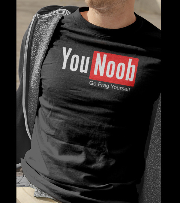 You Noob Go Frag Yourself Gaming Meme Parody Red Rectangle T-Shirt