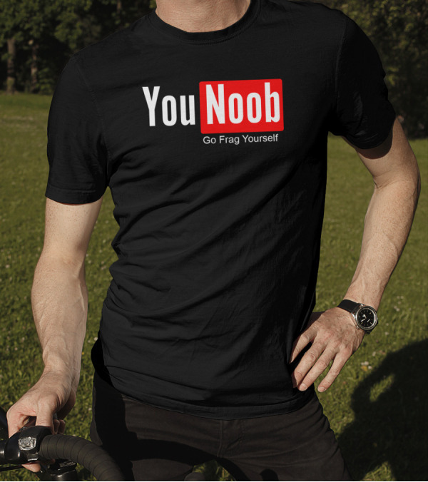 You Noob Go Frag Yourself Gaming Meme Parody Red Rectangle T-Shirt