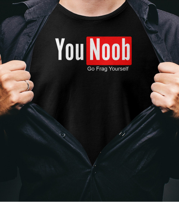 You Noob Go Frag Yourself Gaming Meme Parody Red Rectangle T-Shirt