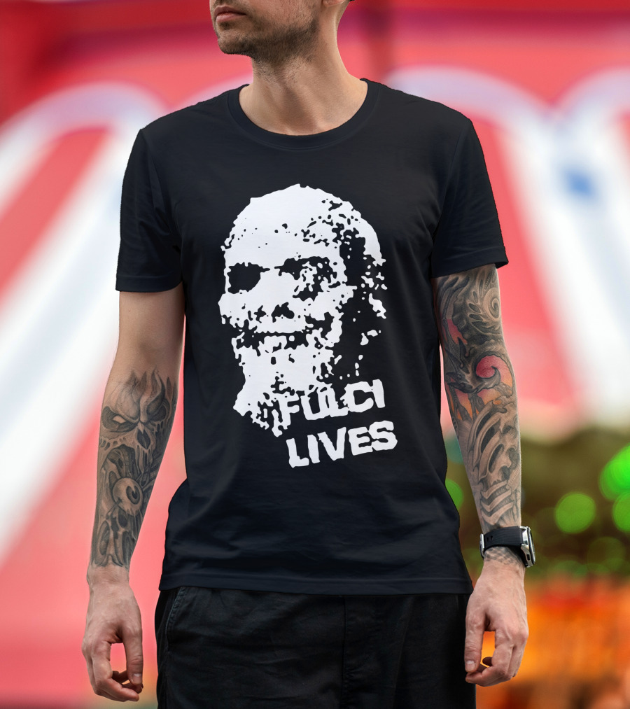 Fulci Lives Grunge Zombie Skull T-Shirt