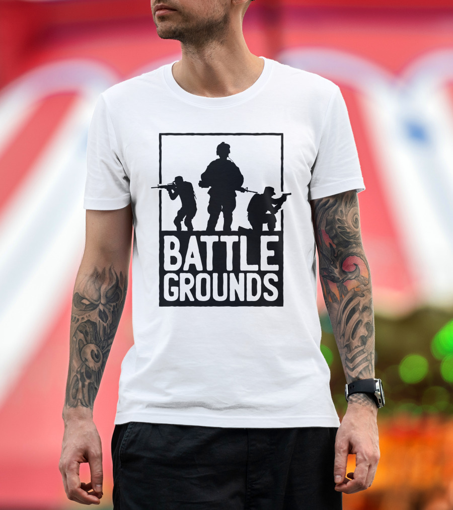 Battle Grounds Tactical Soldiers Silhouette Formation T-Shirt