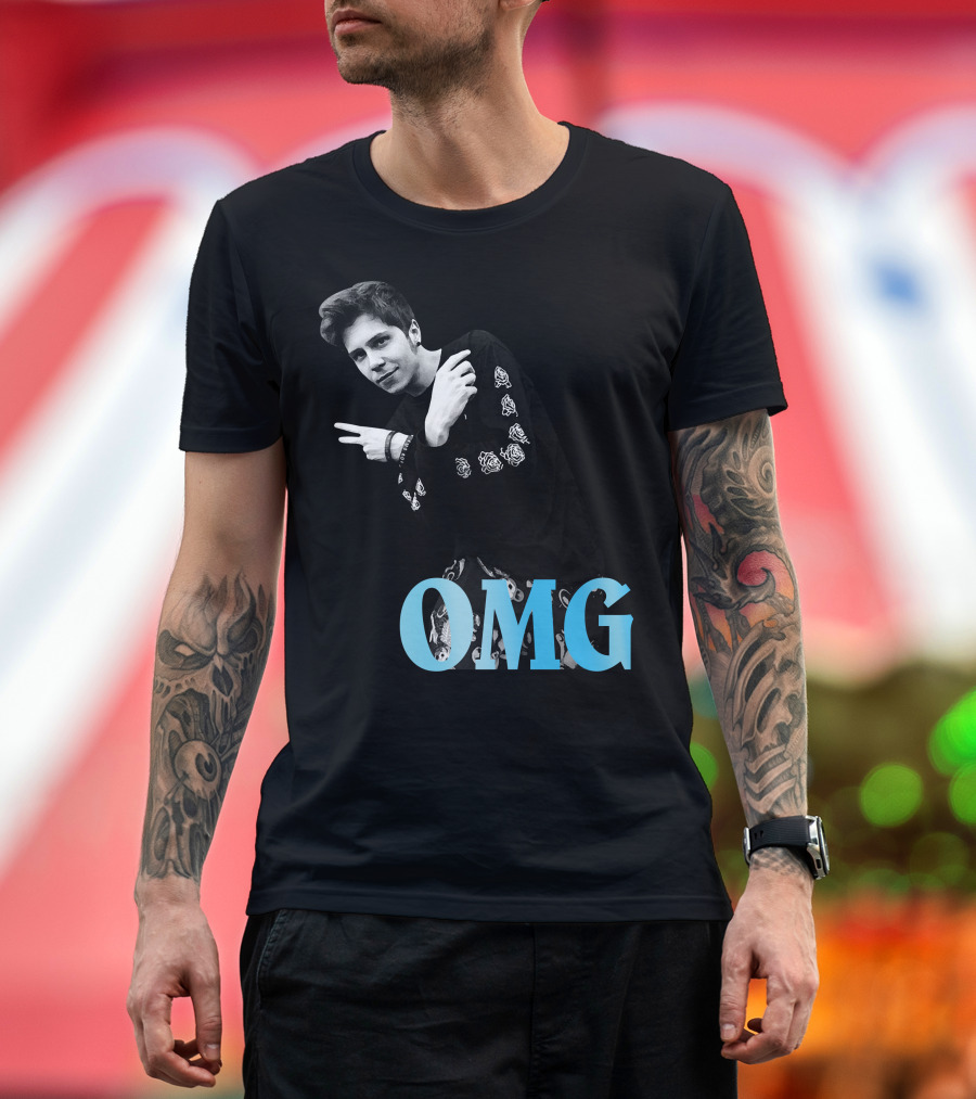 El Rubius OMG Black Shirt with White and Blue Accents T-Shirt