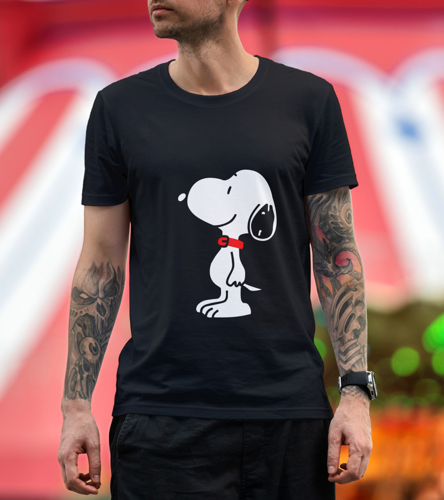 Snoopy Happy Pose Red Collar T-Shirt