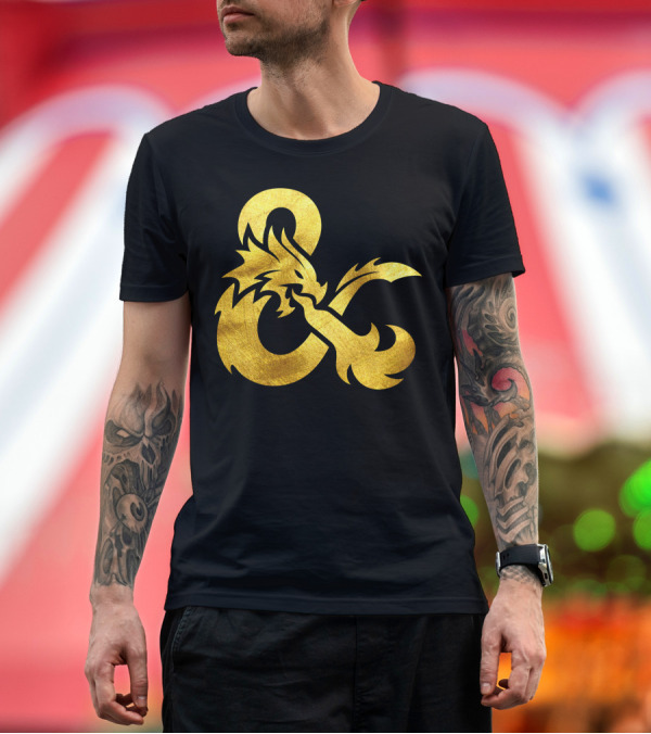 Premium T-Shirt: Dungeons Dragons Gold Ampersand Dragon T-Shirt Dungeons Dragons Gold Ampersand Dragon T-Shirt