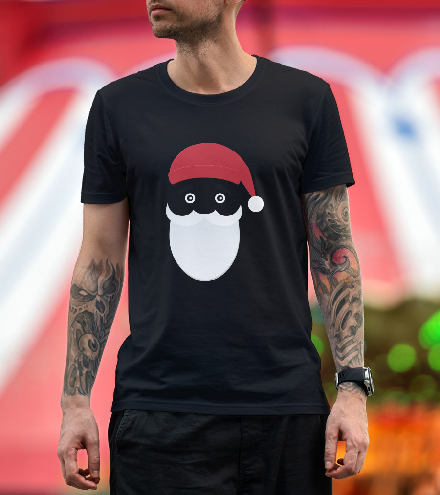 Funny Santa Face Minimalist Cartoon Saint Nick T-Shirt