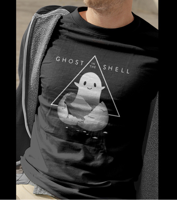 GHOST IN THE SHELL Cute Ghost Emerging From Cracked Egg In Triangle T-Shirt