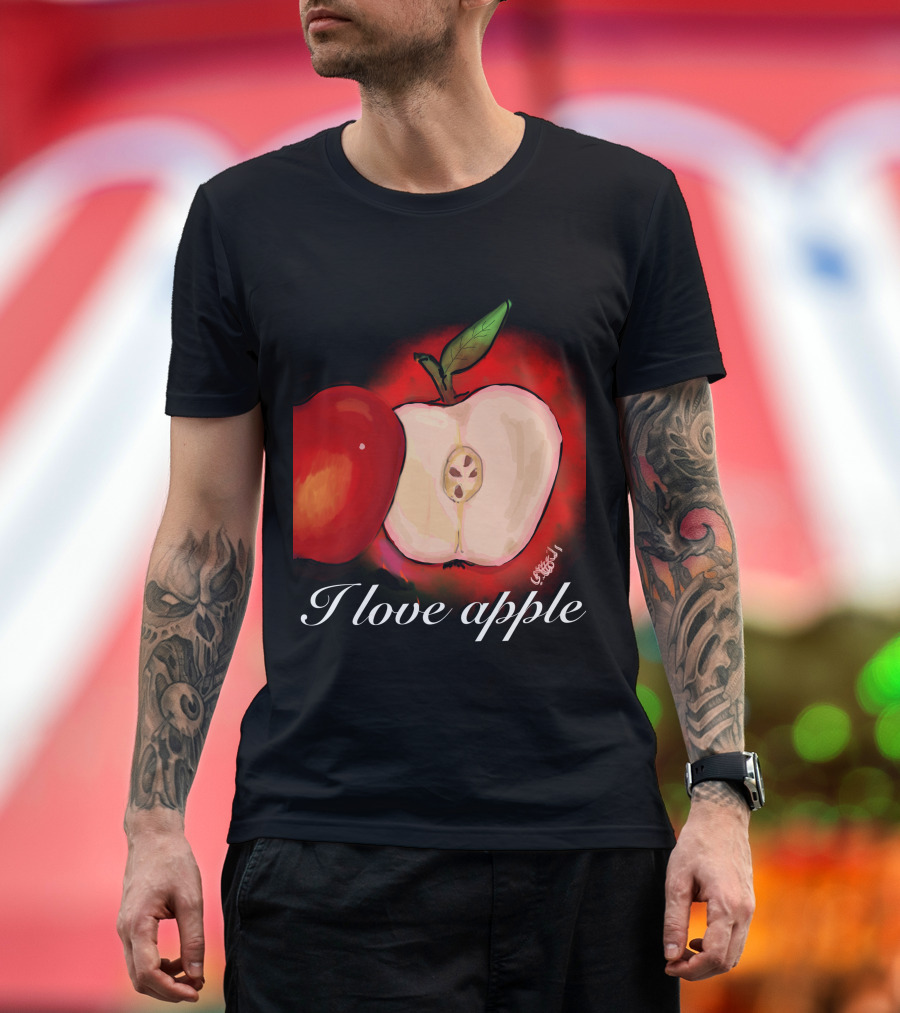 I Love Apple Juicy Red Fruit Artistic T-Shirt