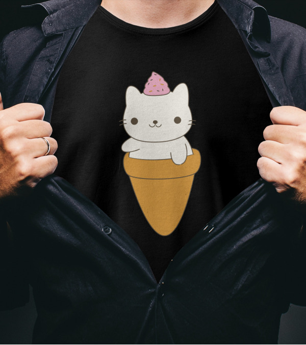 Kitten Inside Ice Cream Cone With Sprinkles Hat T-Shirt