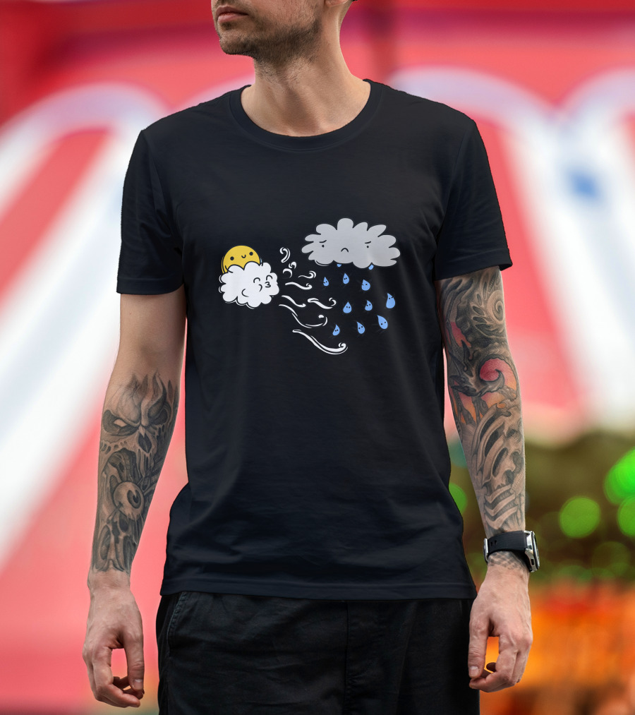 Sun and Wind vs. Sad Rain Cloud Battle with Happy Ending T-Shirt