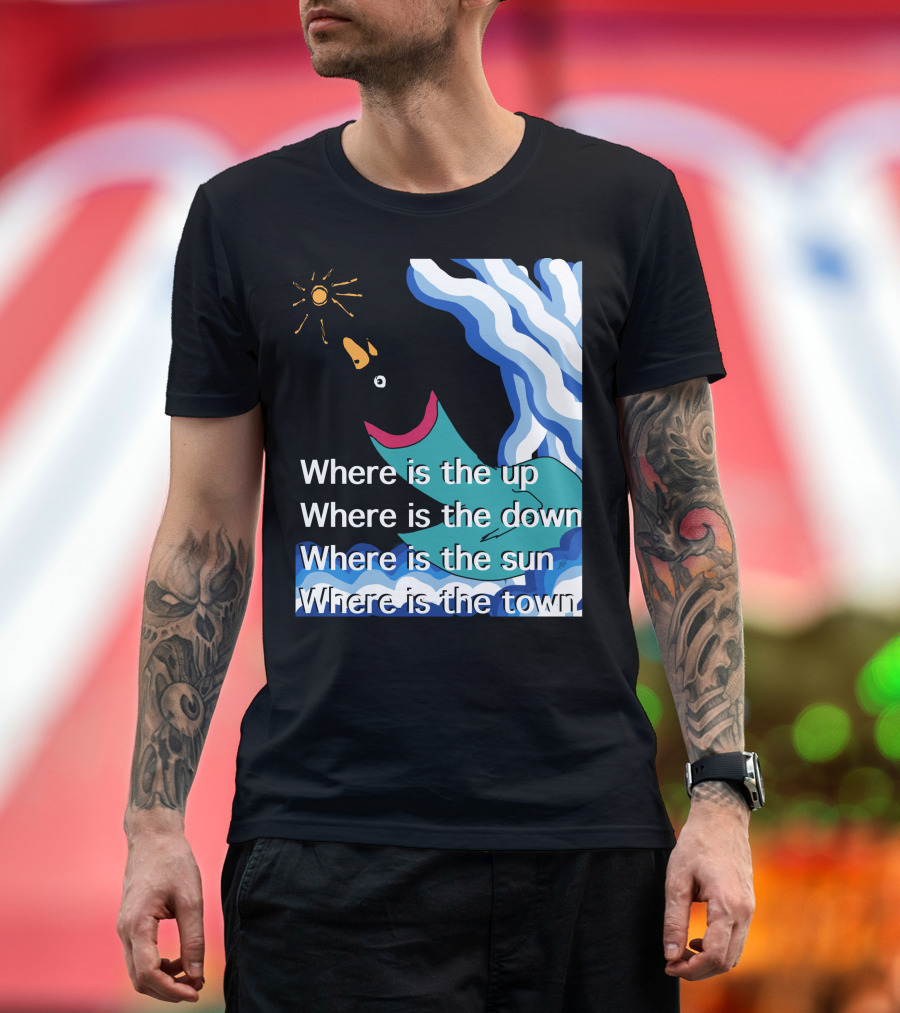 Where Is The Up Down Sun Town Bird with Waves and Sun T-Shirt