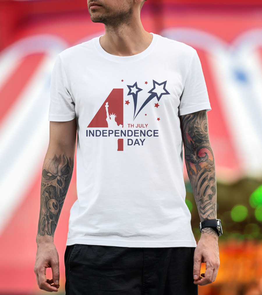 4th July Independence Day Statue of Liberty Stars T-Shirt
