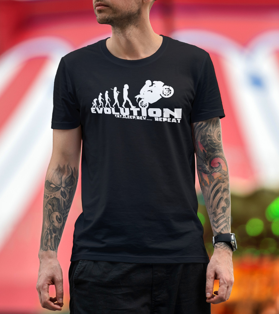 Biker Evolution Eat Sleep Rev Repeat T-Shirt
