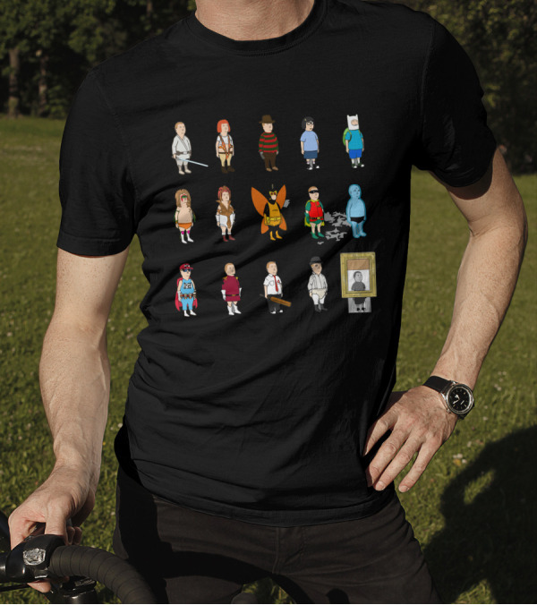 Flock Of Bobbys Star Wars And Adventure Time With Superheroes And Villains Characters T-Shirt