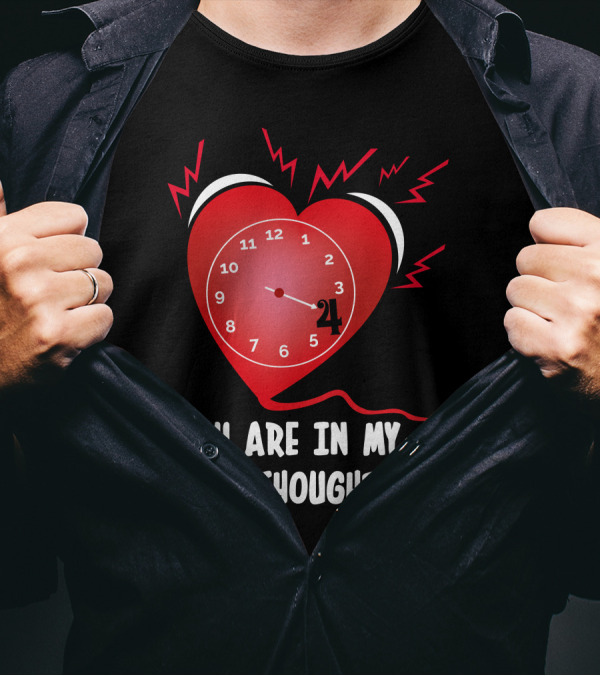 You Are In My 4AM Thoughts Heart Clock With Lightning Bolts T-Shirt