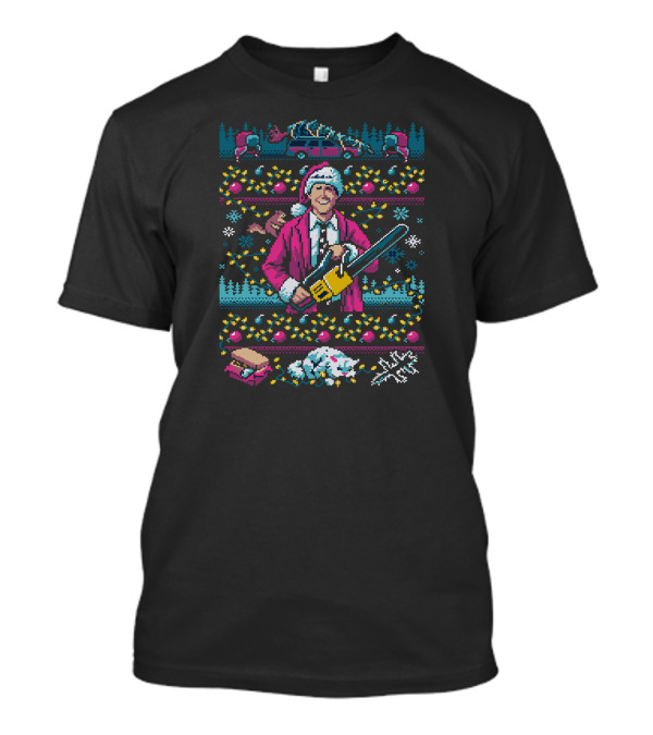 Hap Hap Happiest This Side Of The Nuthouse Chainsaw Santa Ugly Christmas T-Shirt