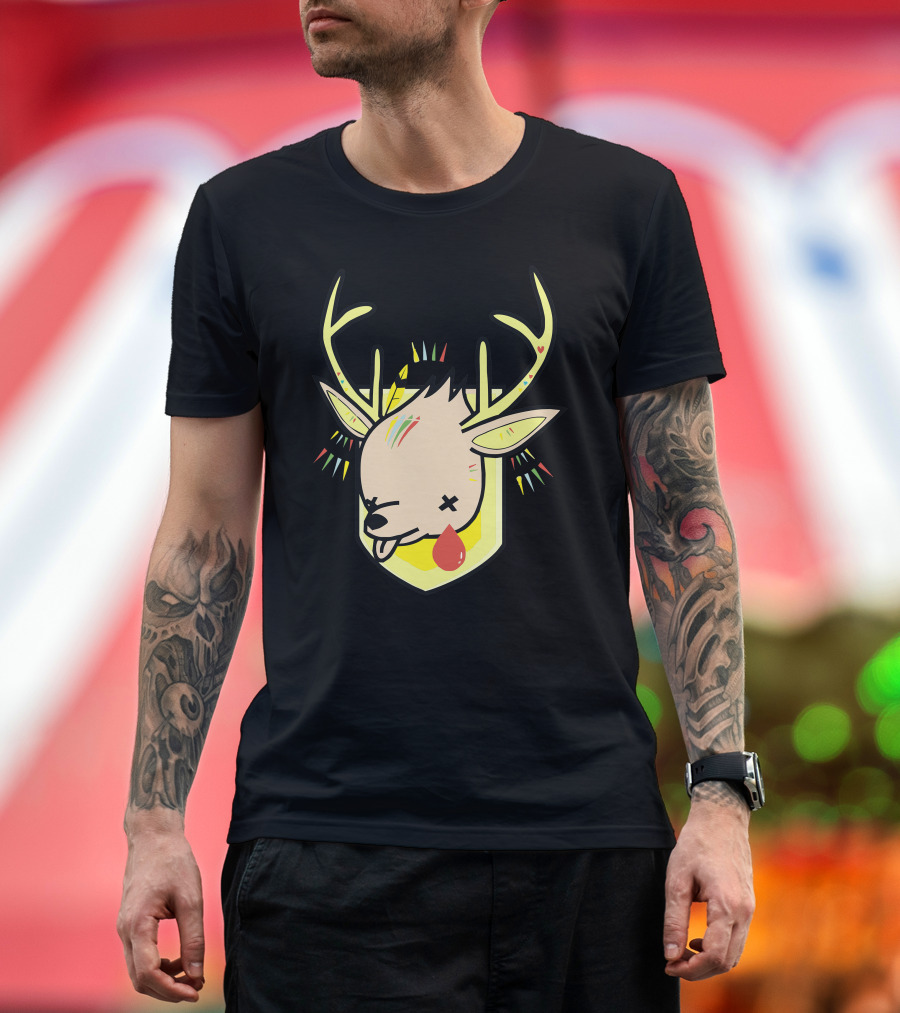 Hunter Deer with Fallen Antlers and Colorful Accents T-Shirt