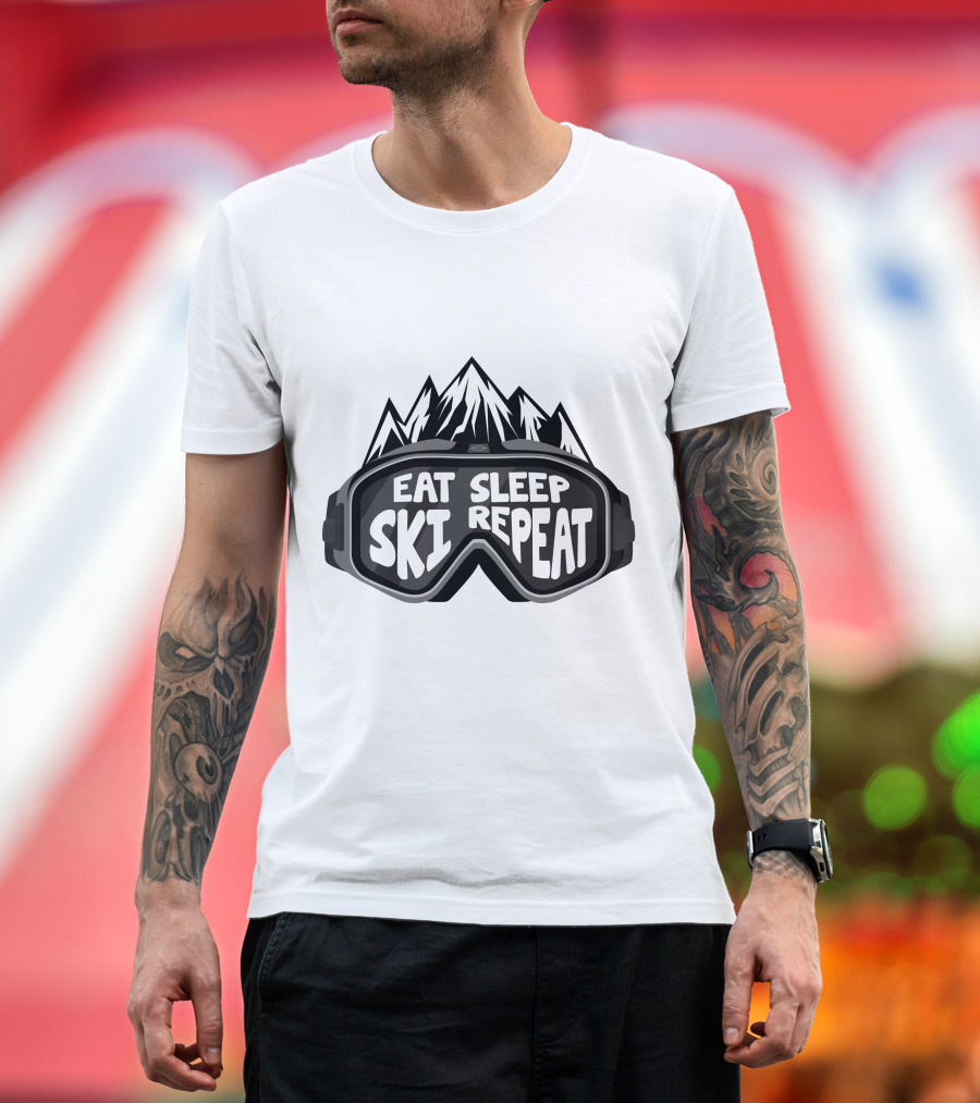 Eat Sleep Ski Repeat Goggles Mountains T-Shirt