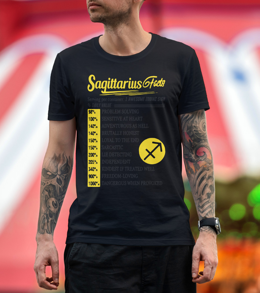 Sagittarius Facts Adventurous Honest Independent Freedom-Loving Sarcastic T-Shirt