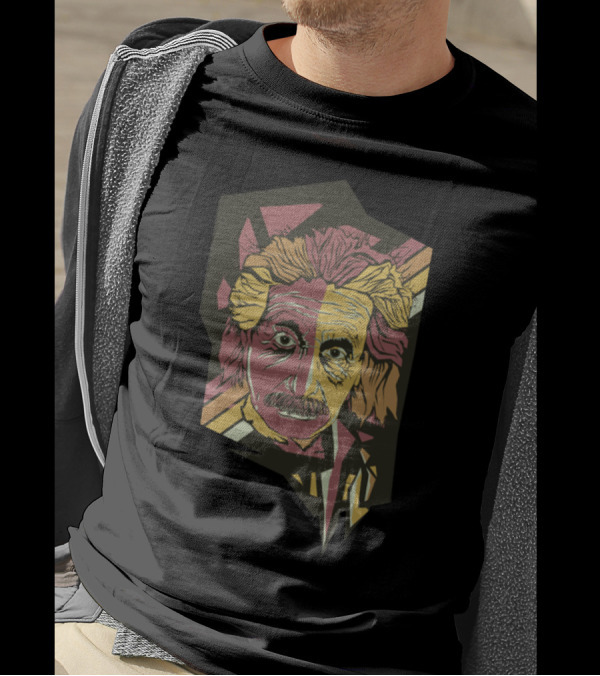 Albert Einstein Aspop Abstract Geometric Portrait T-Shirt
