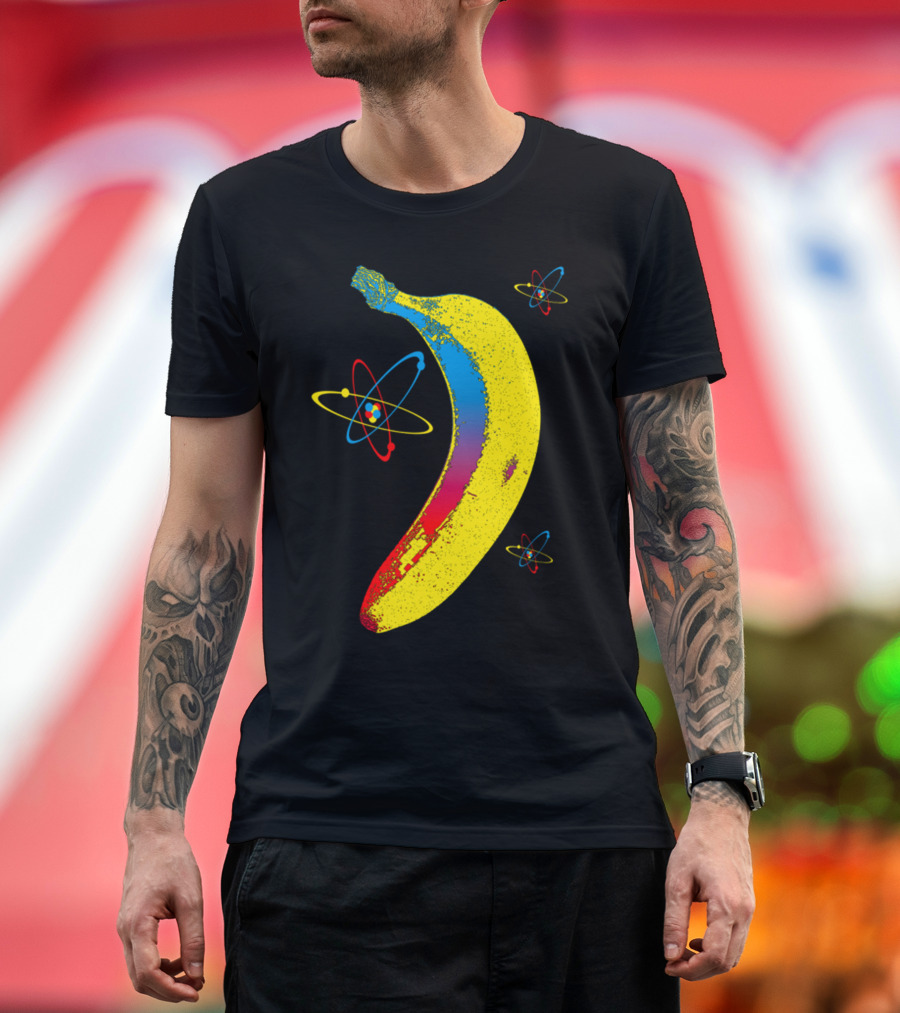 Atomic Banana Pop Art with Vibrant Atomic Symbols T-Shirt