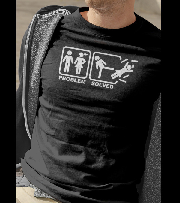 Problem Solved Stick Figure Comedy Humor T-Shirt