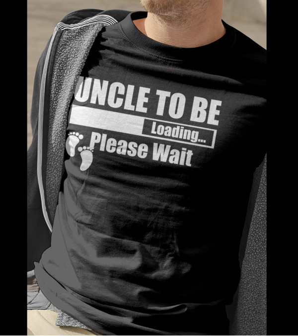 Uncle To Be Loading Please Wait Footprints T-Shirt