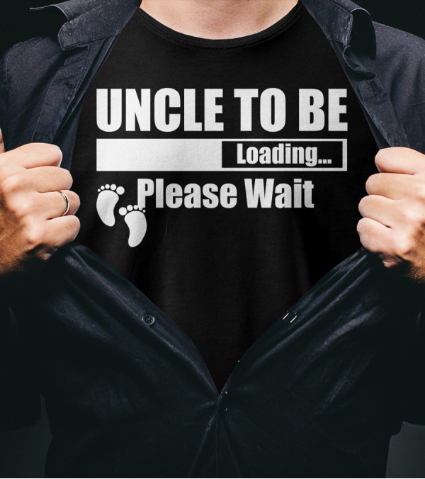 Uncle To Be Loading Please Wait Footprints T-Shirt