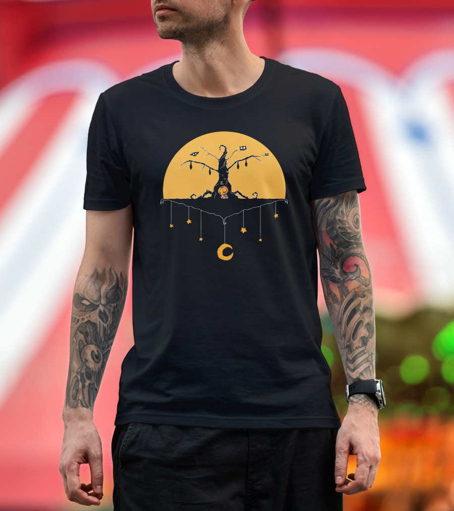 Nightmare Inspired Tree with Full Moon and Hanging Stars T-Shirt
