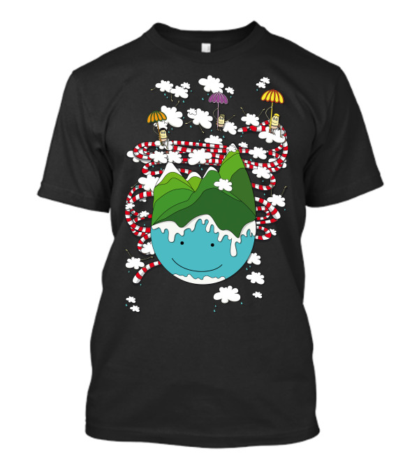 Float To Infinity With Smiling Mountain And Parachuting Clouds T-Shirt
