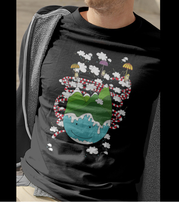 Float To Infinity With Smiling Mountain And Parachuting Clouds T-Shirt