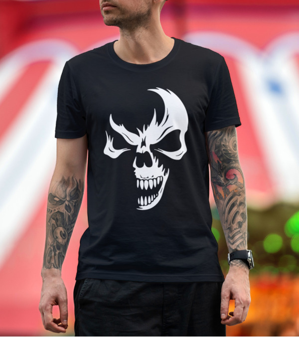 Premium T-Shirt: Skull Scary Fiery Grin T-Shirt Skull Scary Fiery Grin T-Shirt