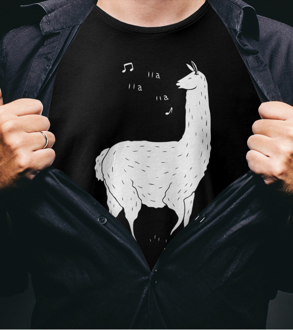 Song Of The Llama La La Notes Whimsical Musical Llama T-Shirt