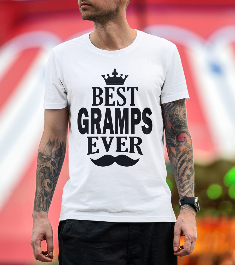 Best Gramps Ever Crown Mustache T-Shirt