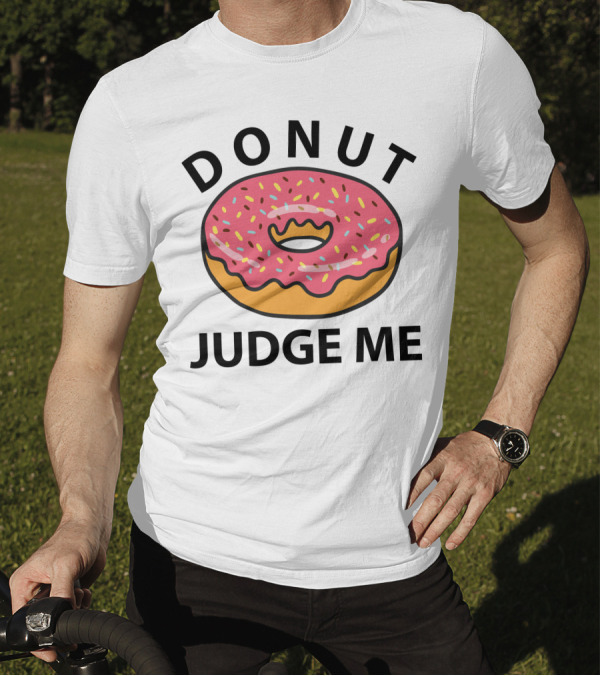 DONUT JUDGE ME Pink Frosted Sprinkles Crown Donut T-Shirt