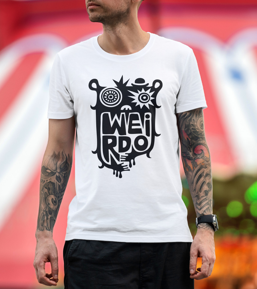 Big Weirdo Monster Face Typography T-Shirt