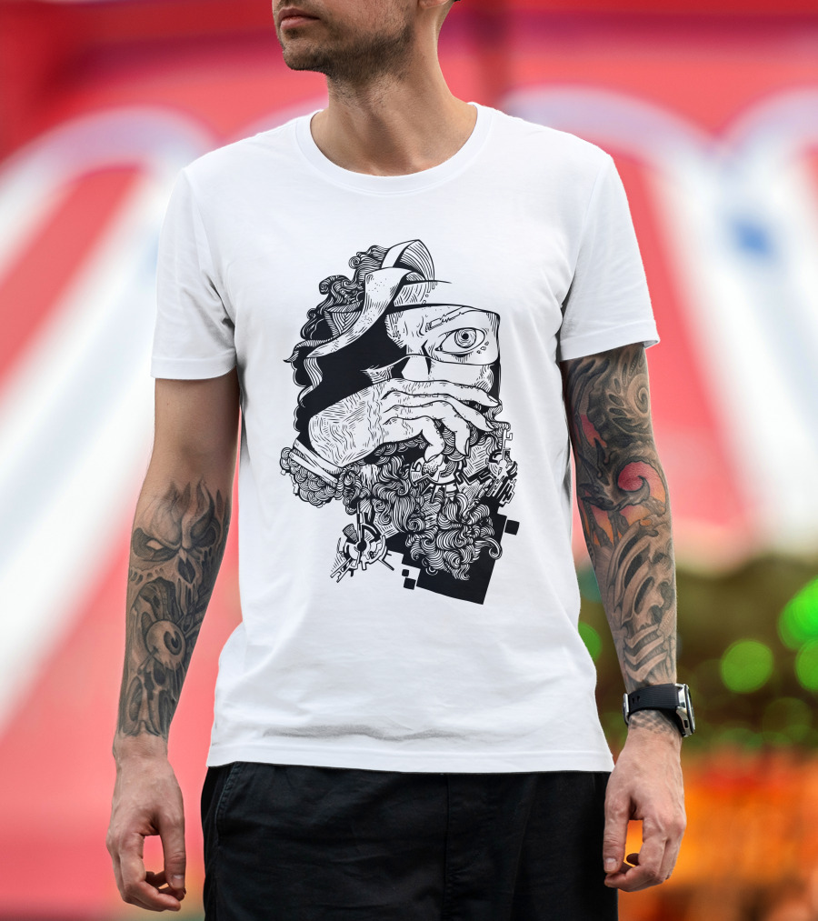 Hide Spy Masked Gaze Intricate Fusion T-Shirt