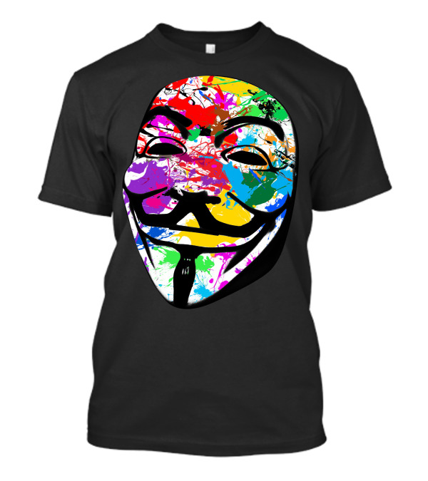 Anonymous Mask Multicolor Paint Splat T-Shirt