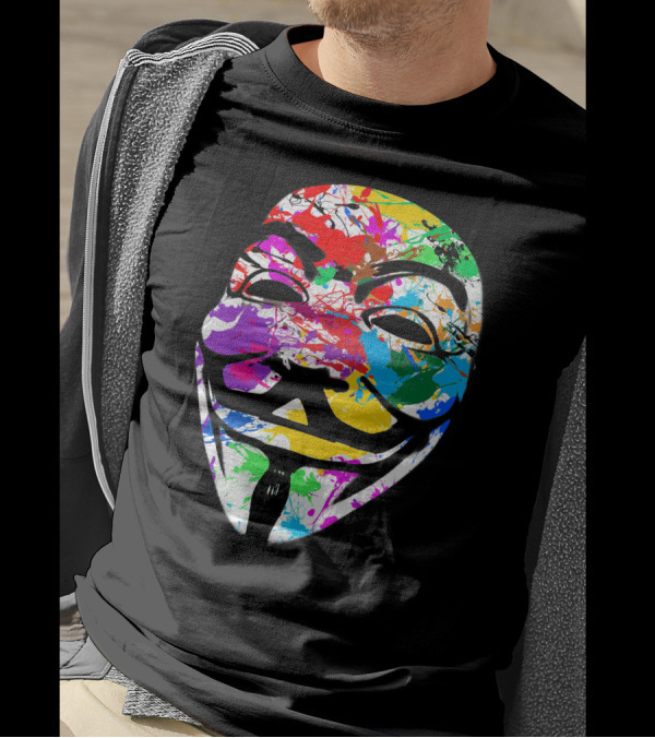 Anonymous Mask Multicolor Paint Splat T-Shirt