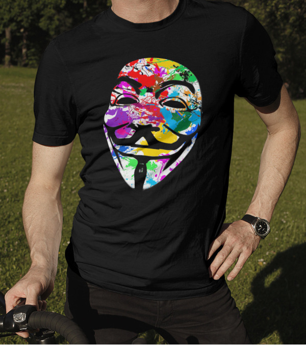Anonymous Mask Multicolor Paint Splat T-Shirt