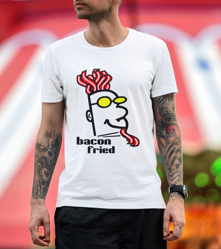 Bacon Fried Bacon Hair and Beard with Yellow Sunglasses T-Shirt