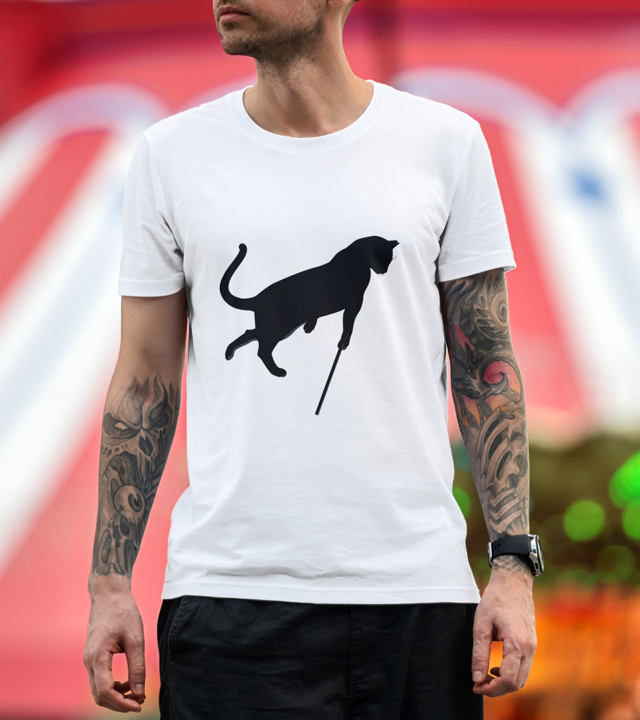 Blind Cats Crossing Silhouette with Cane T-Shirt