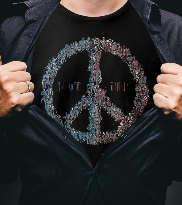 Peace In Our Time Human Figures Symbol Vectorized T-Shirt