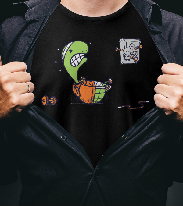 Push To The Limit Determined Veggie With Motivational Bunny Poster And Dumbbell T-Shirt
