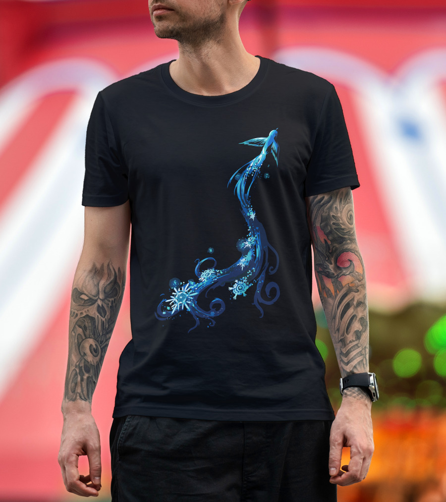 Going Away Is The Bluebird with Snowflakes and Flowing Blue Tail T-Shirt