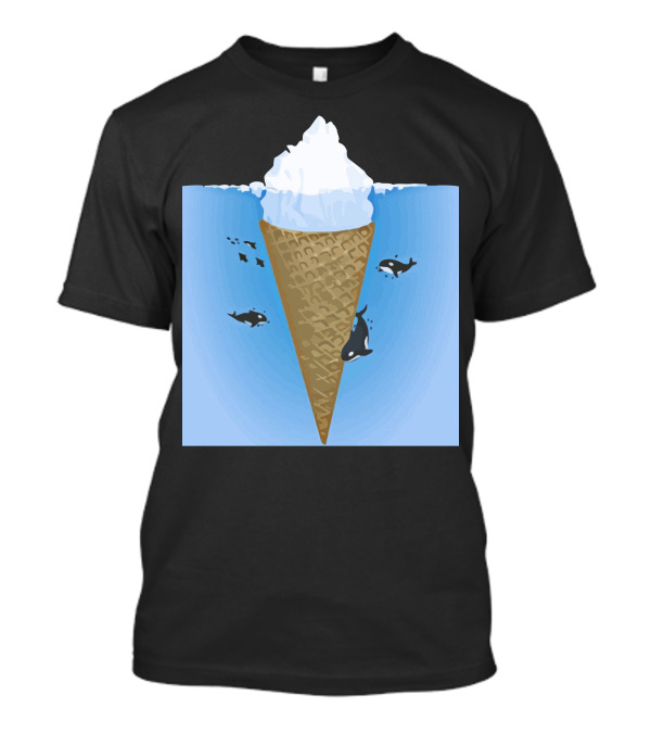 Hidden Iceberg Cone With Orcas And Fish In Ocean Water T-Shirt