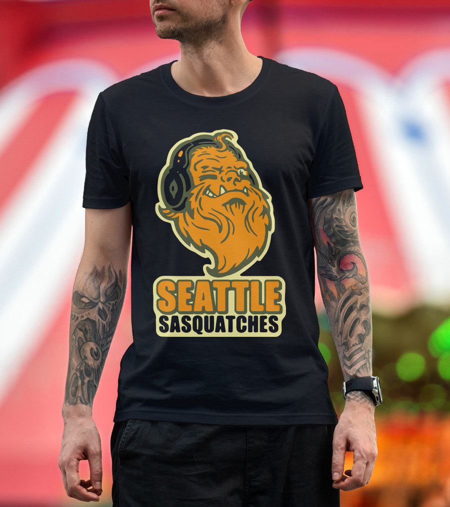 Seattle Sasquatches Headphone Beard T-Shirt