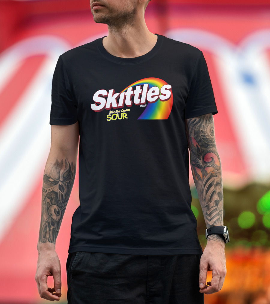Skittles Bite Size Sour Candy Rainbow Burst T-Shirt