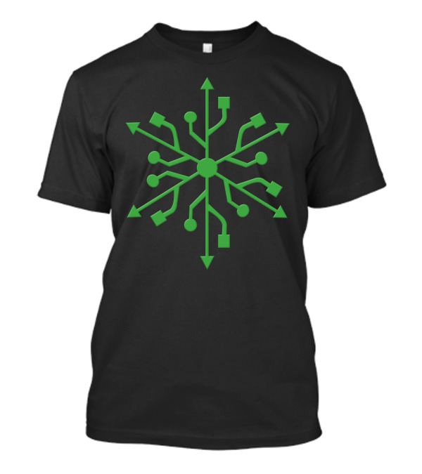 Snowflake USB Circuit Geek Green T-Shirt